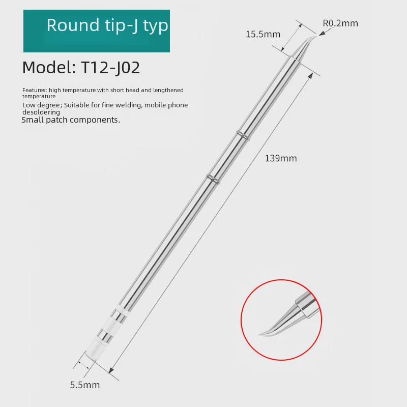 Жало паяльника T12 со встроенным нагревательным сердечником, паяльная станция с белым светом, универсальное лезвие ножа, подкова, специальное заостренное T12-K/B/I