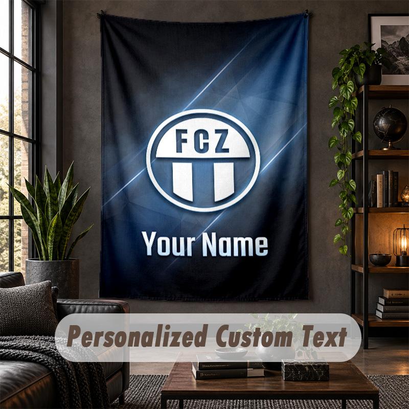 Wall Tapestry FC Zürich Print Custom Name Text Wall Hanging Home Decor