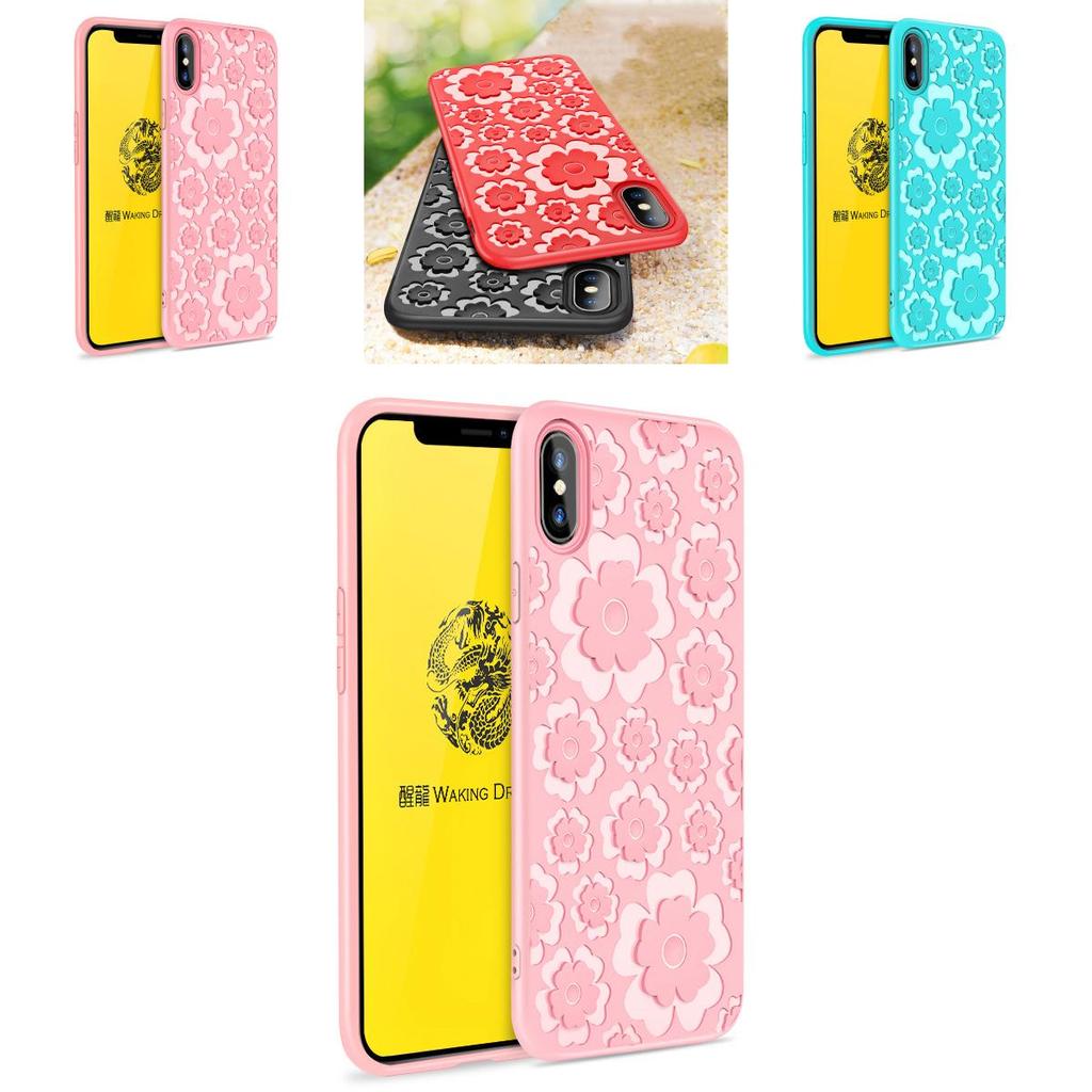 3D мягкий силиконовый защитный чехол с гравировкой цветов для iPhone 6 6 Plus 7 8 Plus
