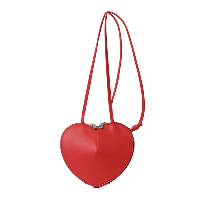 Мягкие сумки через плечо из искусственной кожи в форме сердца для женщин, новые модные однотонные маленькие сумки через плечо, дизайнерские роскошные сумки на молнии