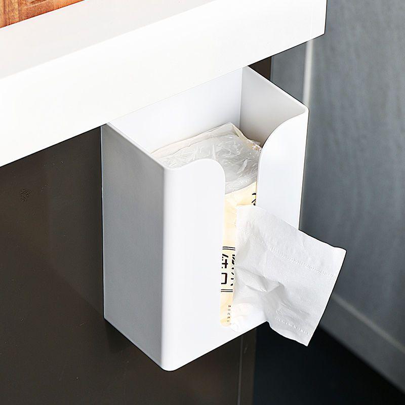 Wall Mounted Tissue Box Cover Space-saving Kitchen Organizer Creative Toilet Napkin Storage Adhesive Shelf Holder