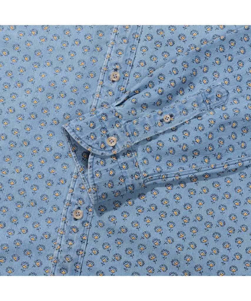 PRODESHIRT [Комфорт] Джинсовая рубашка 'Цветы Флоренции' (Светло-синий)