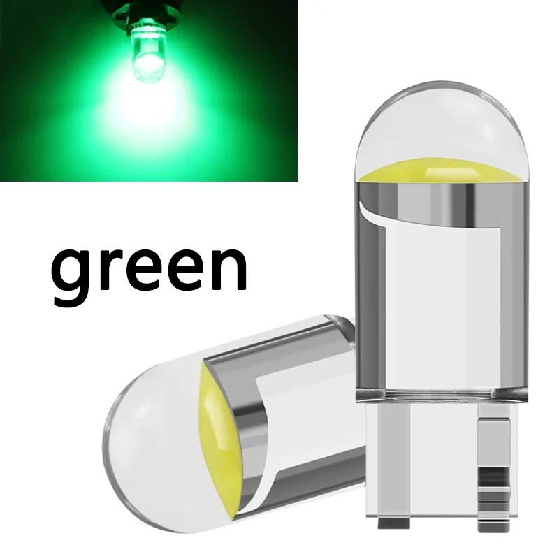 Автомобильный светодиод T10 W5W Canbus Glass COB 6000k Купольная лампа для чтения Маркерный клин номерного знака Лампа 168 194 192 DC 12 В Белый Синий Красный