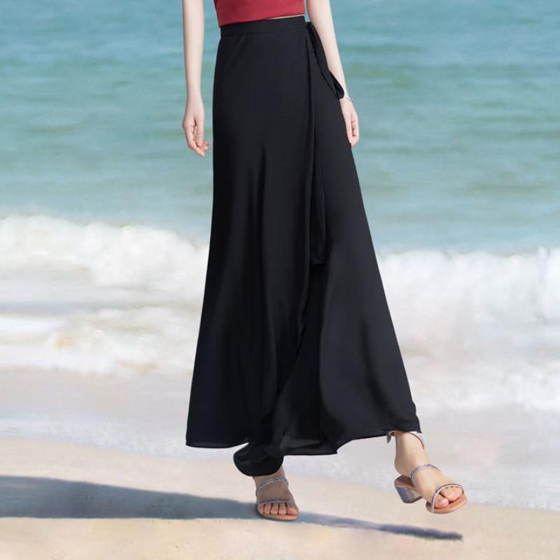 Юбка-миди женская из тюля с высокой талией, длинная, сетчатая, весенне-летняя, на резинке, плиссированная, А-силуэта