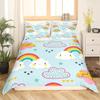 Cartoon Rainbow King Queen Duvet Cover Kids Girls Colorful Clouds Bedding Set Love Heart Comforter Cover Polyester Quilt Cover