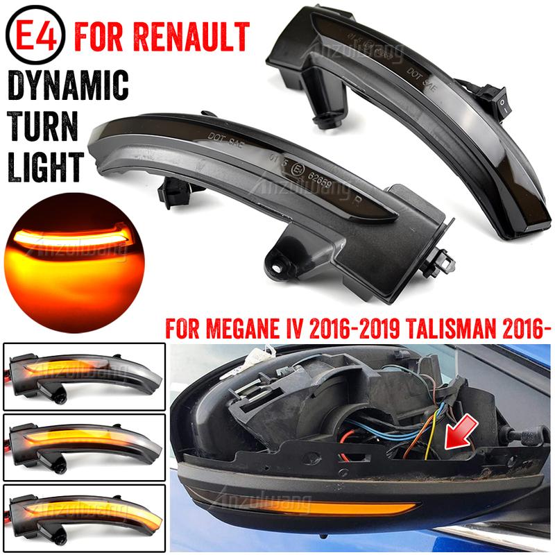 2pcs Flashing Water Dynamic Blinker LED Turn Signal Side Mirror Light Lamp For Renault Megane IV Talisman 2016-