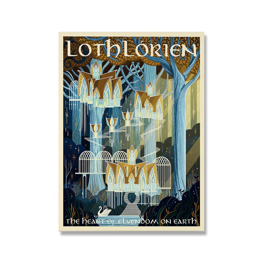 Толкин, путешествия, настенная живопись на холсте, пейзаж Средиземья, Властелин колец, постер, винтажные принты из фильмов, фотографии для гостиной, домашний декор