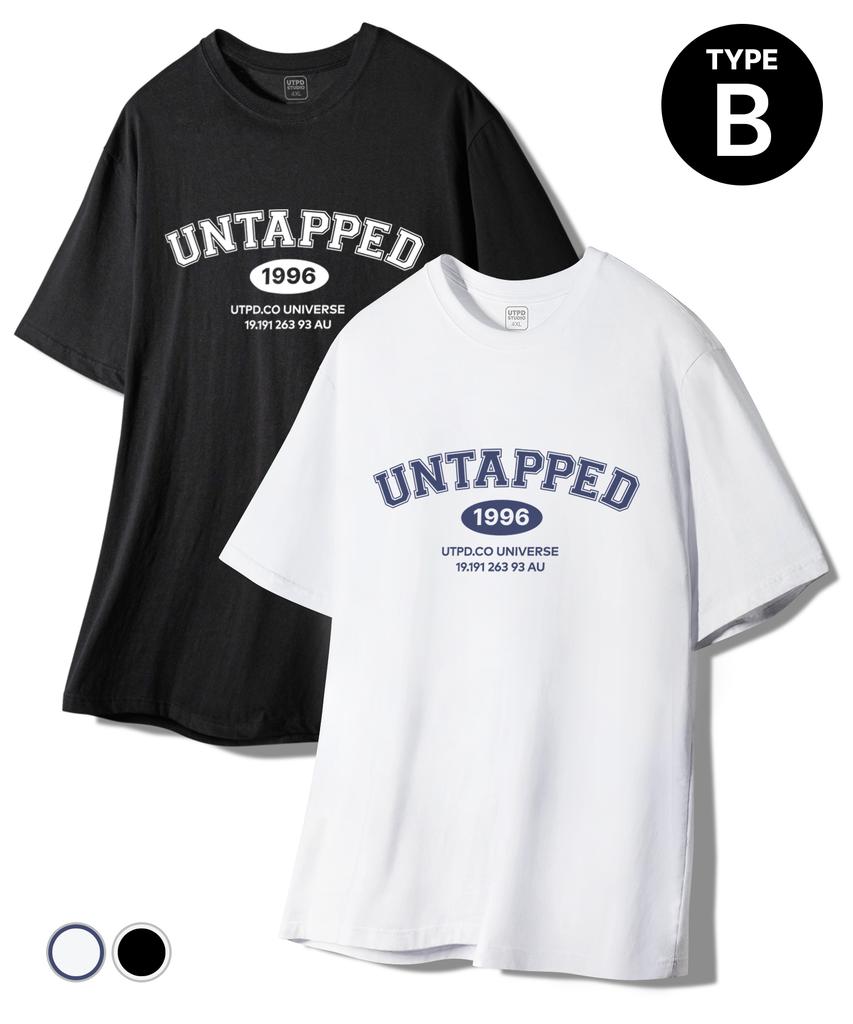 UNTAPPED STUDIO [2 шт.] 5 видов Летняя фирменная графическая логотипа Оверсайз футболка с коротким рукавом (Тип Б)