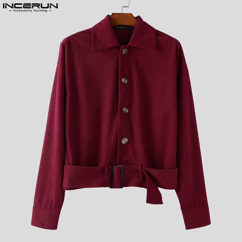 INCERUN Autumn Men Lapel Neck Long Sleeve Corduroy Casual Short Jackets Coats