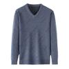 Man Autumn and Winter Clothes Middle-aged V-neck Sweater Men's Thickened Sweater Knitted Base Shirt