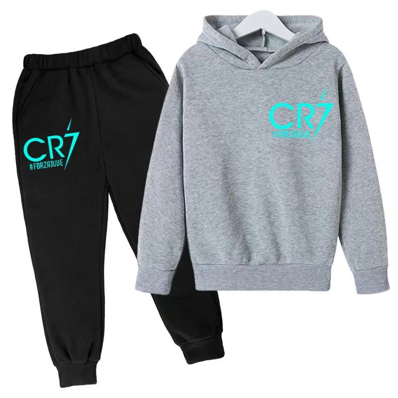 Kids Hoodie CR7 Football Idol 3-12Y Boys Girls Clothes Toddler Clothing Top+ Pants Sports Jogging Training Casual Sweatshirt Set