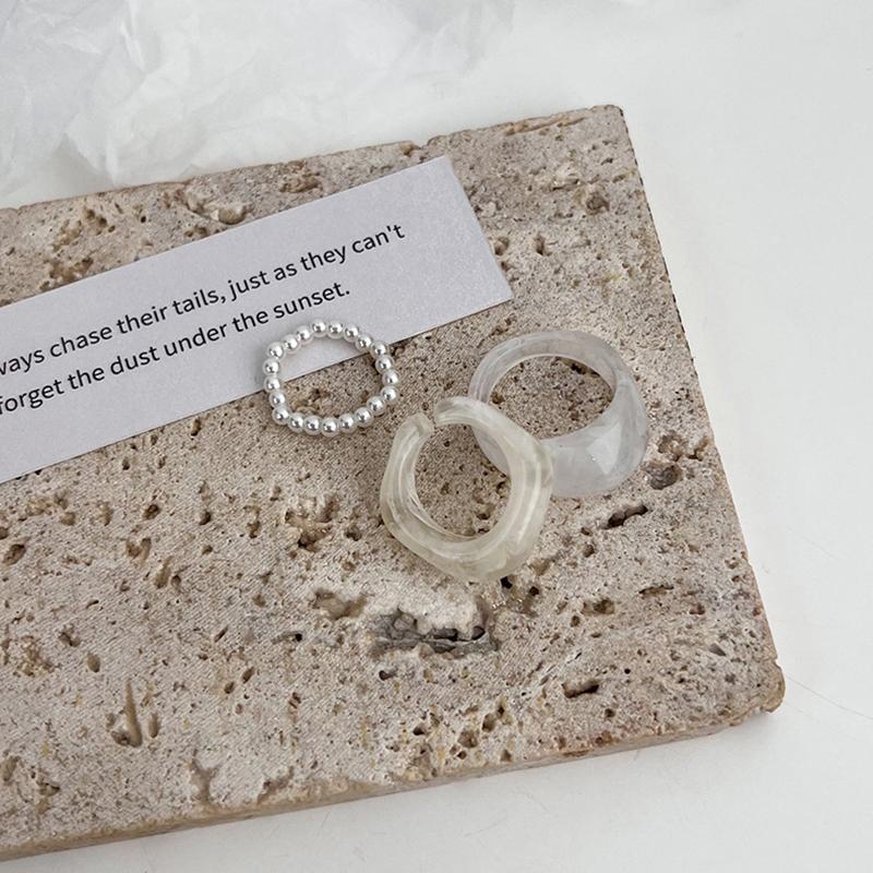 3 шт. новые винтажные красочные акриловые жемчужные кольца, набор геометрических темпераментных колец из смолы для женщин, корейские модные ювелирные изделия, подарки