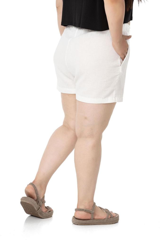 Women's Fashion Big Size Shorts & Bermudas Plus Size Green Shorts with Elastic Waist and Side Pockets