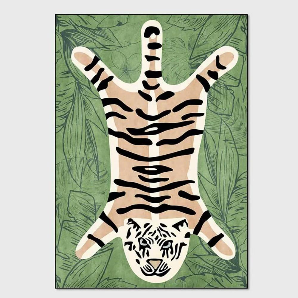 Stylish Animal Print Area Rug Pink Leopard Boho Carpet for Bedroom Living Room Decor Lounge Anti-slip Area Floor Mat Doormat