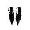 Sheepskin Version~ French Bow Black Kitten Heel Single Shoes 2025 Pointed Head Temperament Bag Head Sandals High Heels