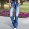 Women Jeans Denim Pants Long Flare Pant Casual Regular Slim Fit Straight Trousers Elegant Splice High Waist 2025 Spring Autumn