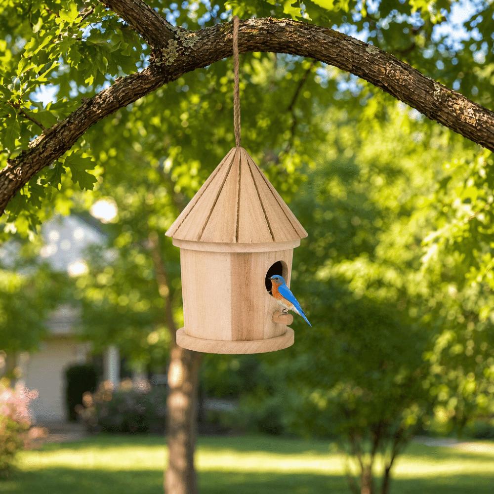 Wood Wooden Bird Cage Hanging Design Wooden Bird Nest Best Gift Hanging Bird House  Adornment