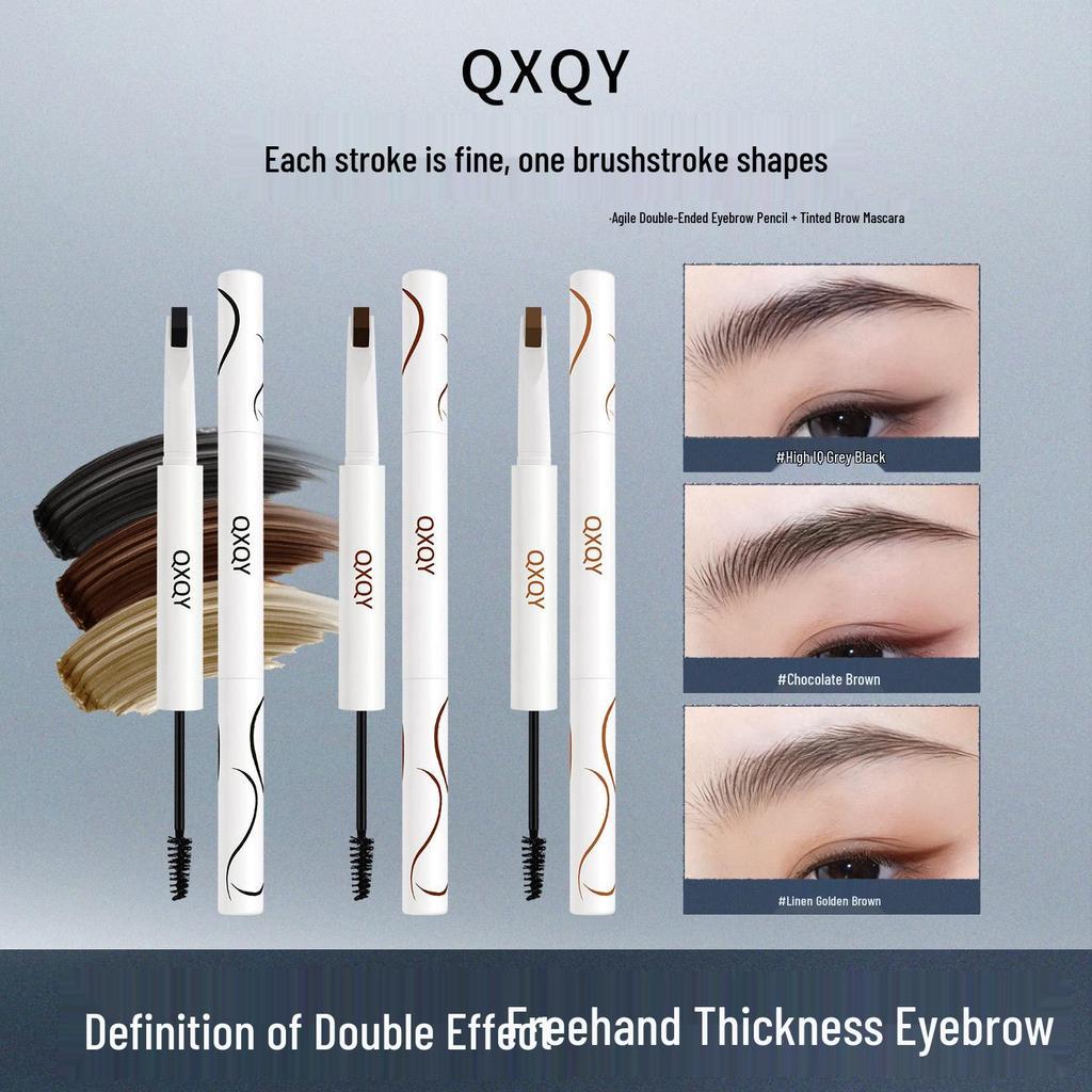 Гибкий двусторонний карандаш для бровей и тонирующая тушь: Водостойкий, Стойкий, Не размазывающийся для натуральных бровей