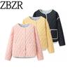 Zbzr Autumn New Women Clothes Western Style Versatile Casual Elegant Simple Round Neck Pocket Decorative Color Cotton-Padded Coat Outerwear