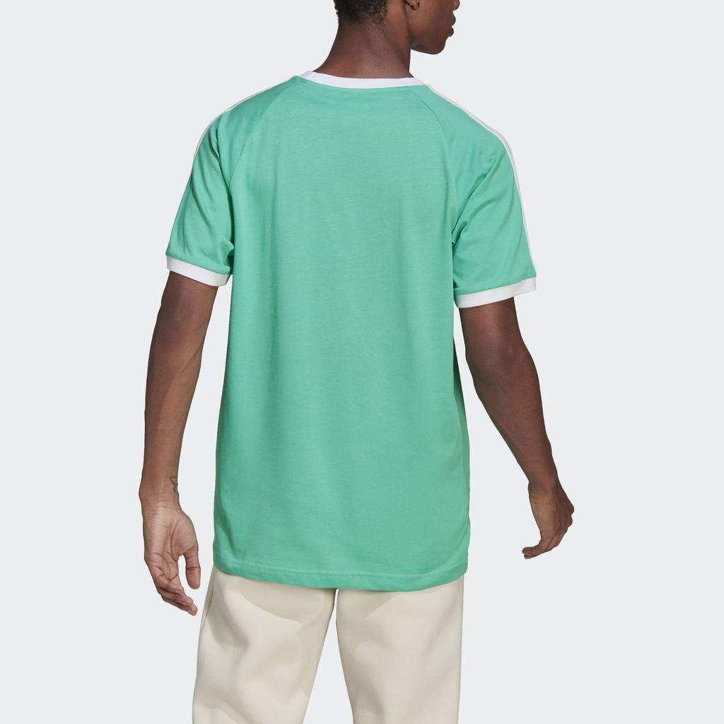 Adidas Полосатая футболка с круглым вырезом и логотипом, мужские топы, зеленая HE9549