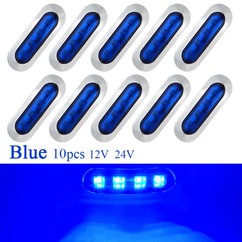 10pcs Marine Boat Waterproof 12V 24V 4 LED Lamp Cabin Deck Courtesy Light Stern Transom Lights Blue For Small Boat Sailboat 3