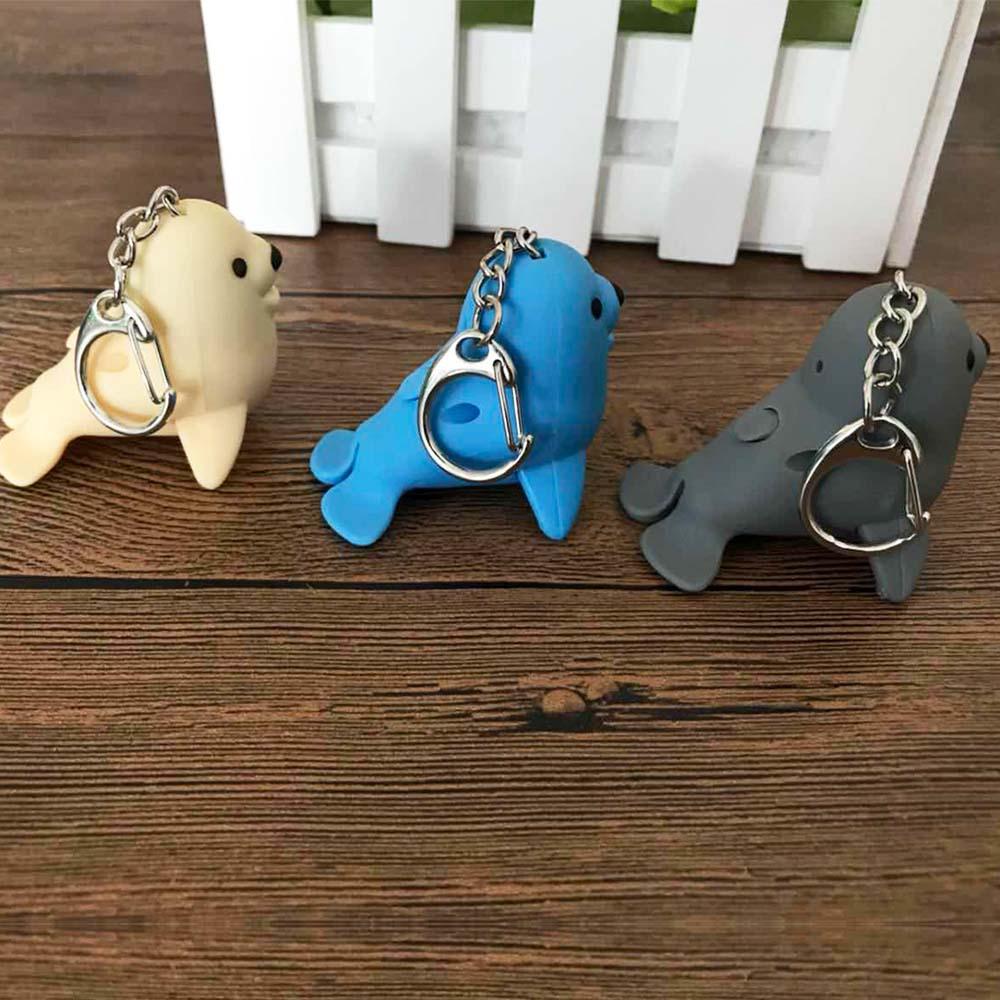 Cute Sea Lion Shape Vocal Key Ring Luminous Key Chain LED Light