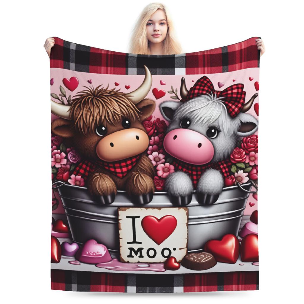 Soft Blankets Kids Adult Decorative Highland Cow Themed Throw Blanket Flannel Bedspread For Couch Bed Funny Sofa Bed Cover