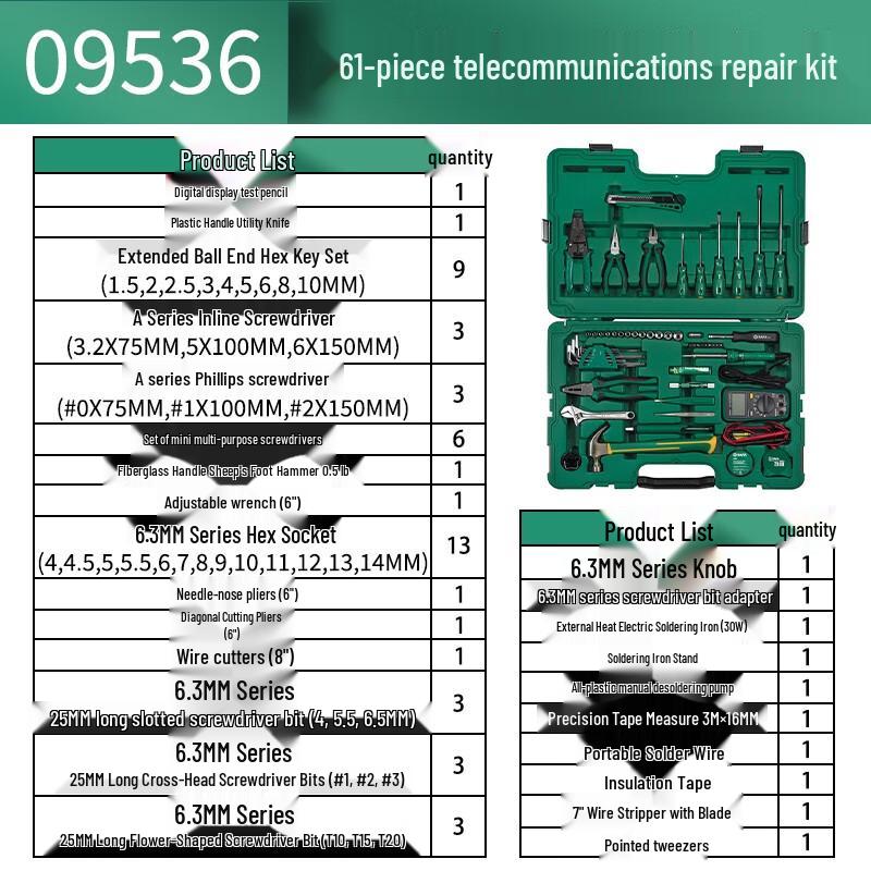 SATA 09536 Набор из 61 предмета для ремонта телекоммуникационного оборудования