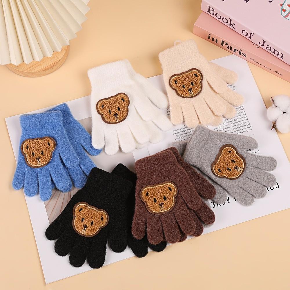 Windproof Warm Mittens Cute Cartoon Bear Full Finger Gloves New Children Gloves Children