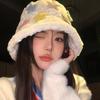 Cute Star Plush Fisherman Hat Women's Autumn and Winter New Thick Plush Cute Versatile Ear Protection Warmth Showing Small Face