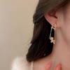Silver Needle Rhinestone  Round Korean Style Bear Dangle Earrings Women Earrings Ear Studs