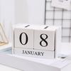 Wooden Blocks Desk Calendar Month Date Display Reusable Farmhouse Rustic Solid Wood Perpetual Calendar Home Office Desktop Decoration