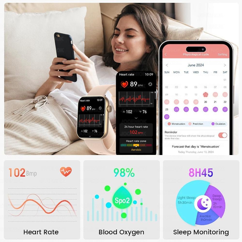 Новые умные часы с Bluetooth-звонками, женские часы с монитором здоровья, настраиваемый циферблат, водонепроницаемые часы для фитнеса и спорта, мужские