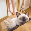 Floor Mat Non-Slip Backing Cat Design Easy Maintenance Versatile Rug Living Room