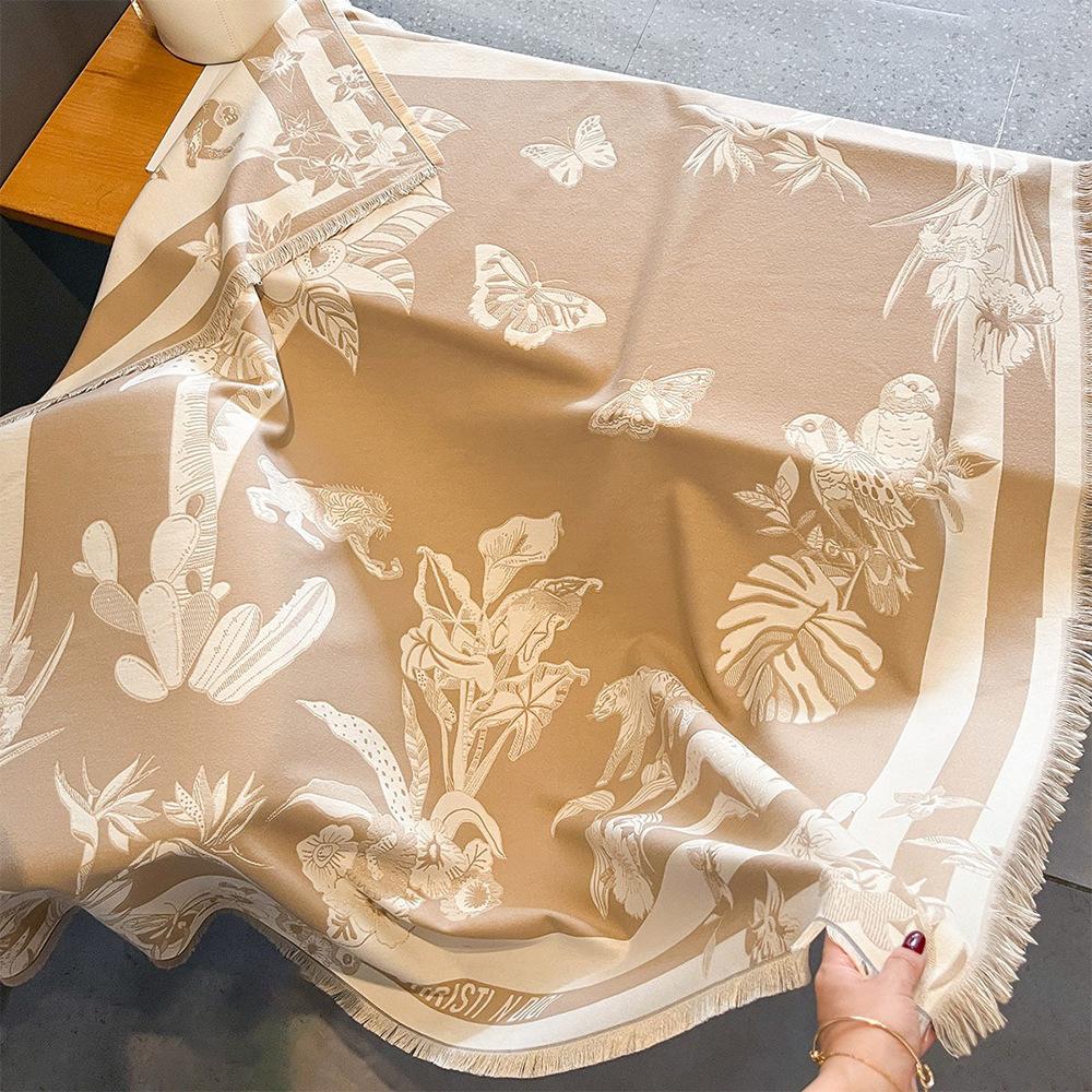 Имитация кашемира Бабочка Большой квадратный шарф Женский Зимний Холодный Платок Двусторонний шарф Утолщенный