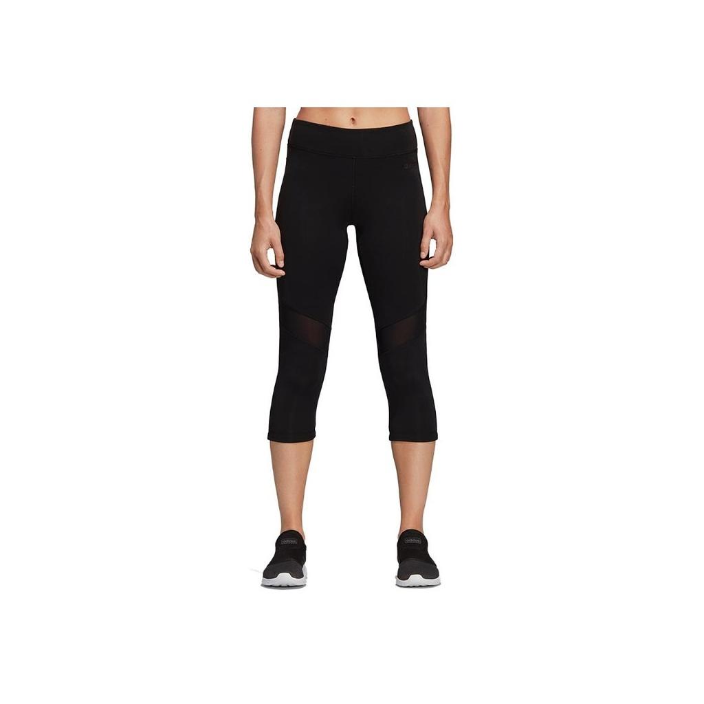 Adidas Однотонные дышащие спортивные брюки для фитнеса длиной семь четвертей, женские брюки черного цвета DU2045