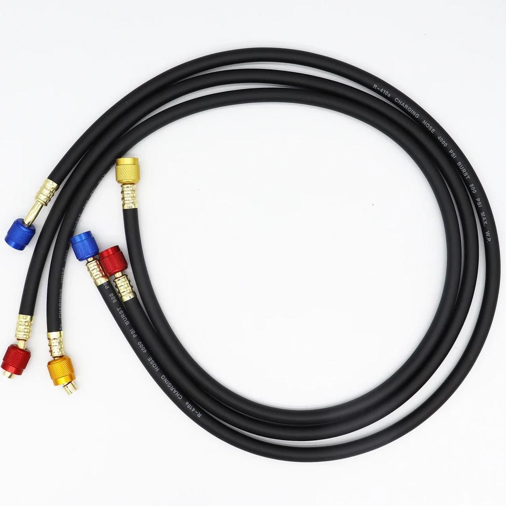 1M/1.8M R410A AC Charging Hose Set 1/4'' SAE 800 PSI for HVAC Air Condition Refrigerant Hoses R134A R12 R22 R502 Air Condition
