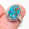 Кольцо из серебра 925 пробы с натуральным бирюзовым медным камнем S.8 E1Z37