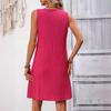 GMXIA Women's Fashion Summer Spring Solid Color Print Sleeveless V-Neck Casual Dresses