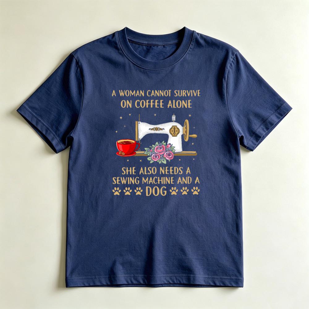 Crafter Life Shirt Coffee Sewing Dog Funny Sassy Tee Unisex Crewneck Cotton Short Sleeve Summer Daily Life Casual Tshirt