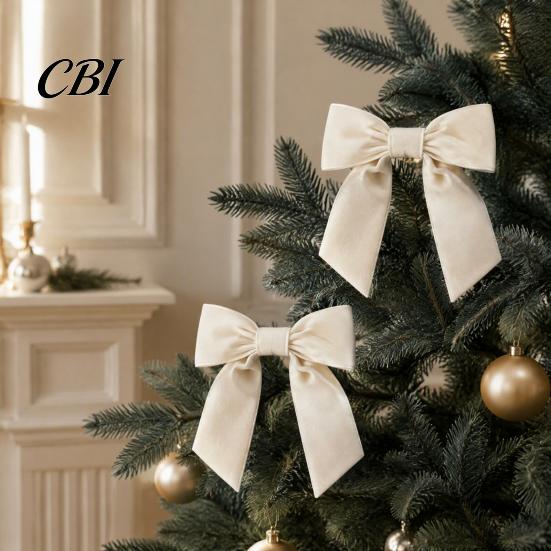 Luxury Gift Box Knots 2Pcs Velvet Christmas Bows, Holiday Hanging Wall Decor for Tree Easy Attachment Ribbons Topper, Wedding Backdrop, Bridal Shower,