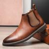 Men's Retro Classical Chelsea Boots Men British Fashion Leather Ankle Boot Mens Casual Short Boots High-Top Shoes