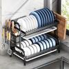 Dish Drying Rack 2-Tier Compact Kitchen Dish Rack Drainboard Set Large Rust-Proof Dish Drainer with Utensil Holder NEW 2025