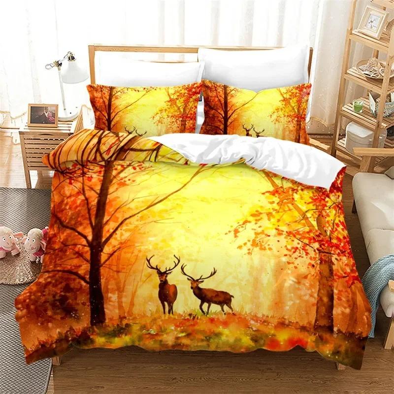Warm Comfortable Sunset Wildlife Deer Elk Giraffe Animal Theme For Teen Boys Girl Bedroom Decor Full King Comforter