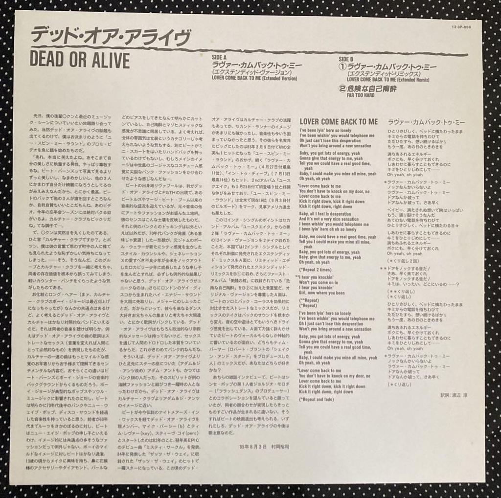 [USED] Dead Or Alive Domestic 12-inch Records x 2