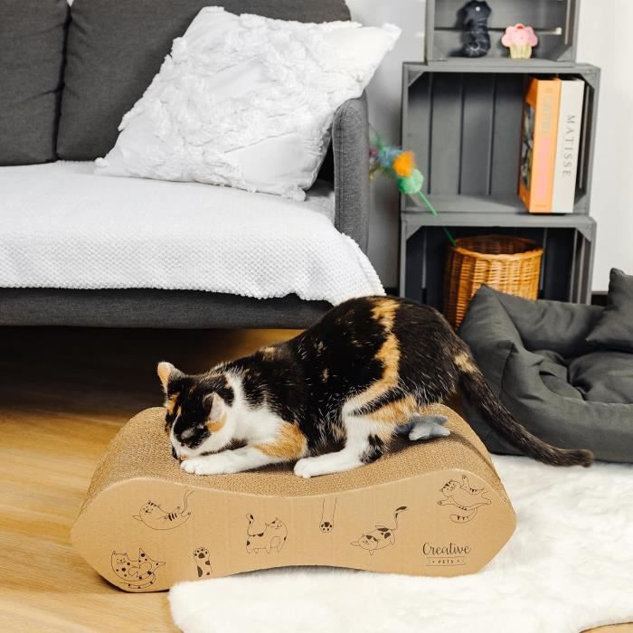 Creative Pets Griffoir pour Chat 57 x 21 x 16 cm | Grattoir Chat Double Côté | Protège Vos Meubles | Résistant et Hauté Qualité