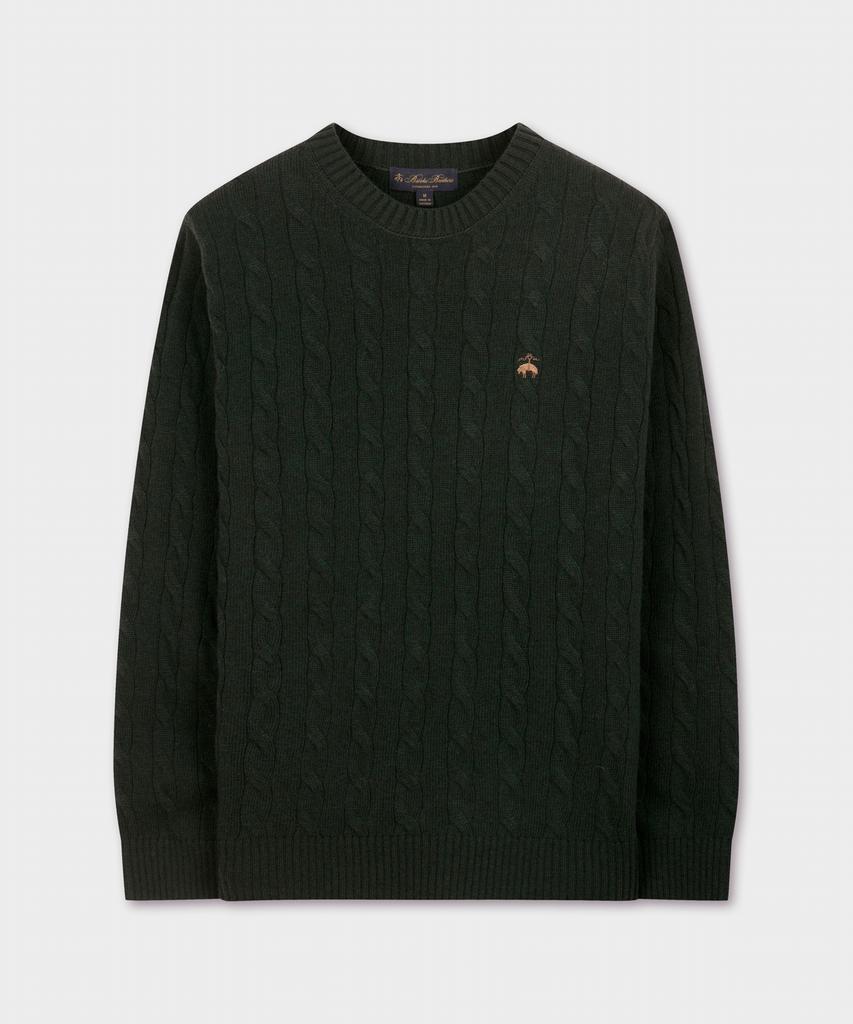 Шерстяной свитер с косами BROOKS BROTHERS (Темно-зеленый) (Bbwrmbf401)