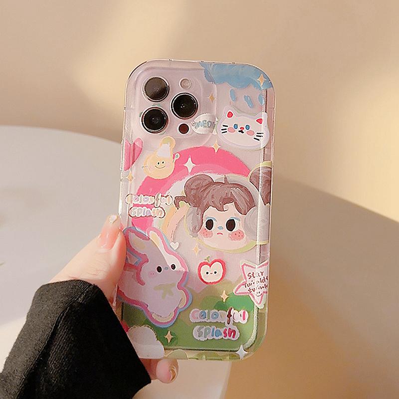 Абстрактное искусство масляной живописи Маленькая девочка Мягкий чехол для телефона из ТПУ для iPhone 11 12 13 14 Pro Max 14 Plus 14 Pro 13 Pro 12 Pro Прозрачный противоударный чехол