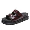Sandal of Women British Style Rome Shoe Comfy Soft Leather Summer Sandalias Metal Buckle Casual Slipper Flat Platform Sandal