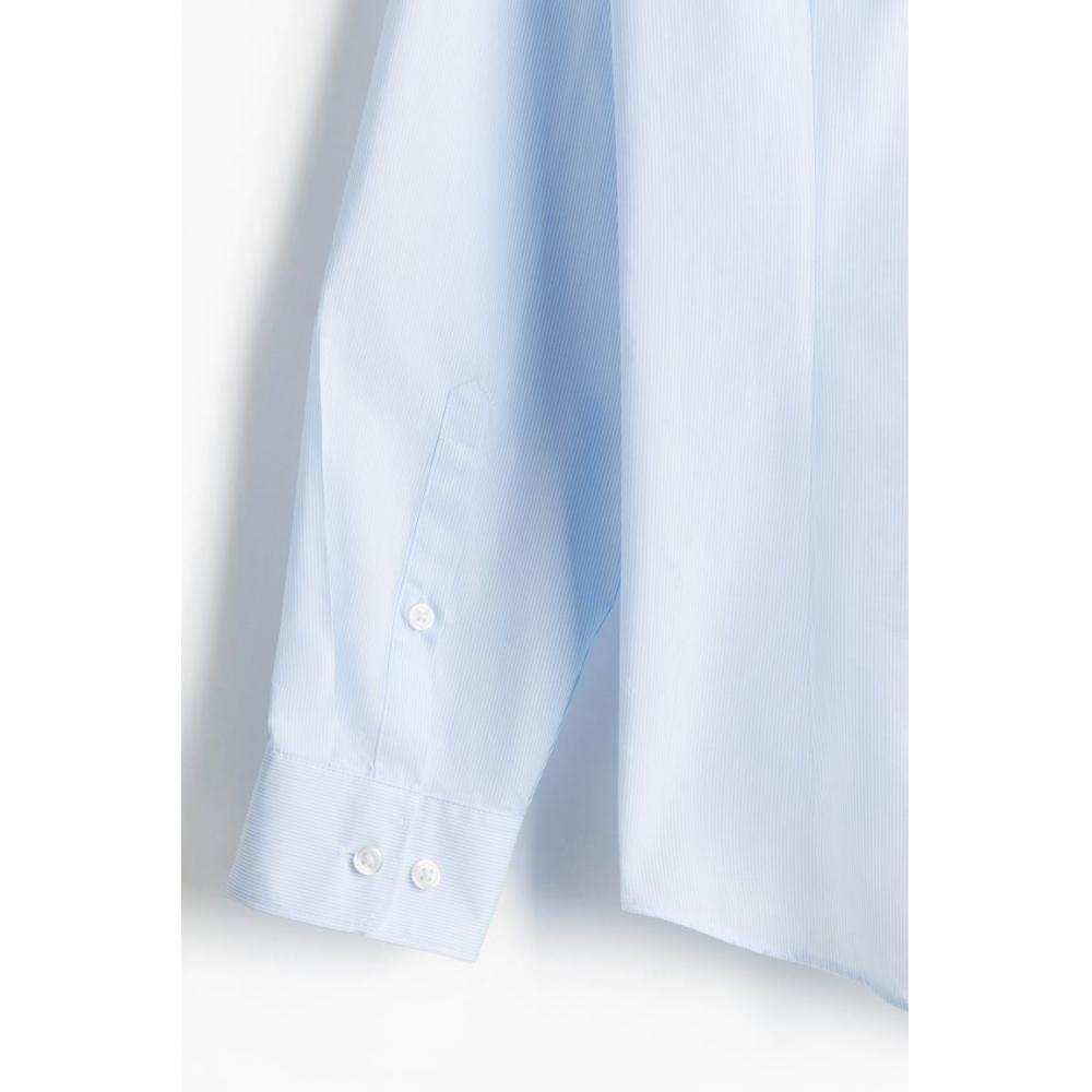 Рубашка HM Easy Care Slim Fit светло-голубая в полоску